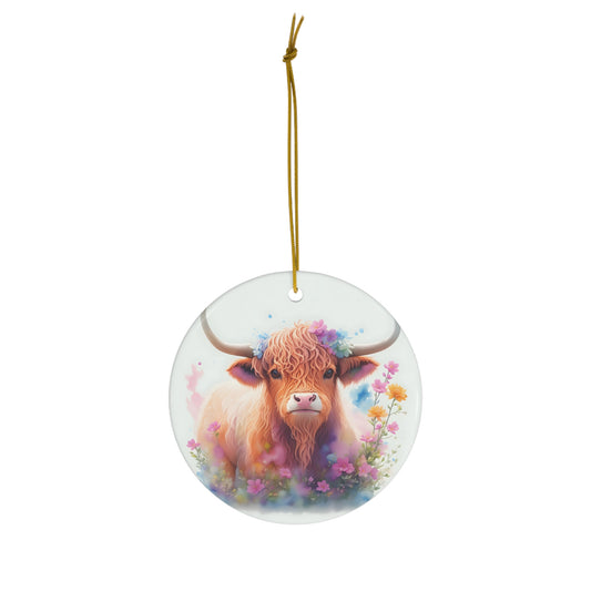 Highland Cow Design 2 Ceramic Ornament