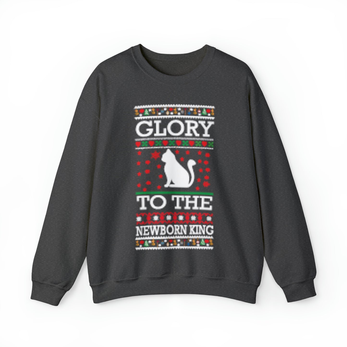 Glory to the Newborn King Cat Christmas Ugly Sweater Sweatshirt