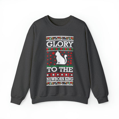 Glory to the Newborn King Cat Christmas Ugly Sweater Sweatshirt