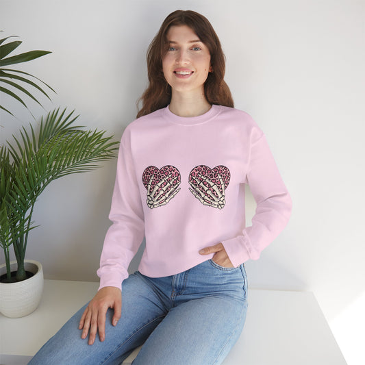 Skeleton Hand on Hearts Valentine Sweatshirt