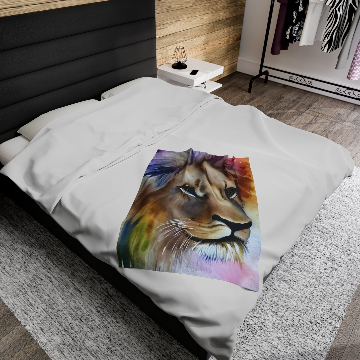 Lion Rainbow Head Blanket