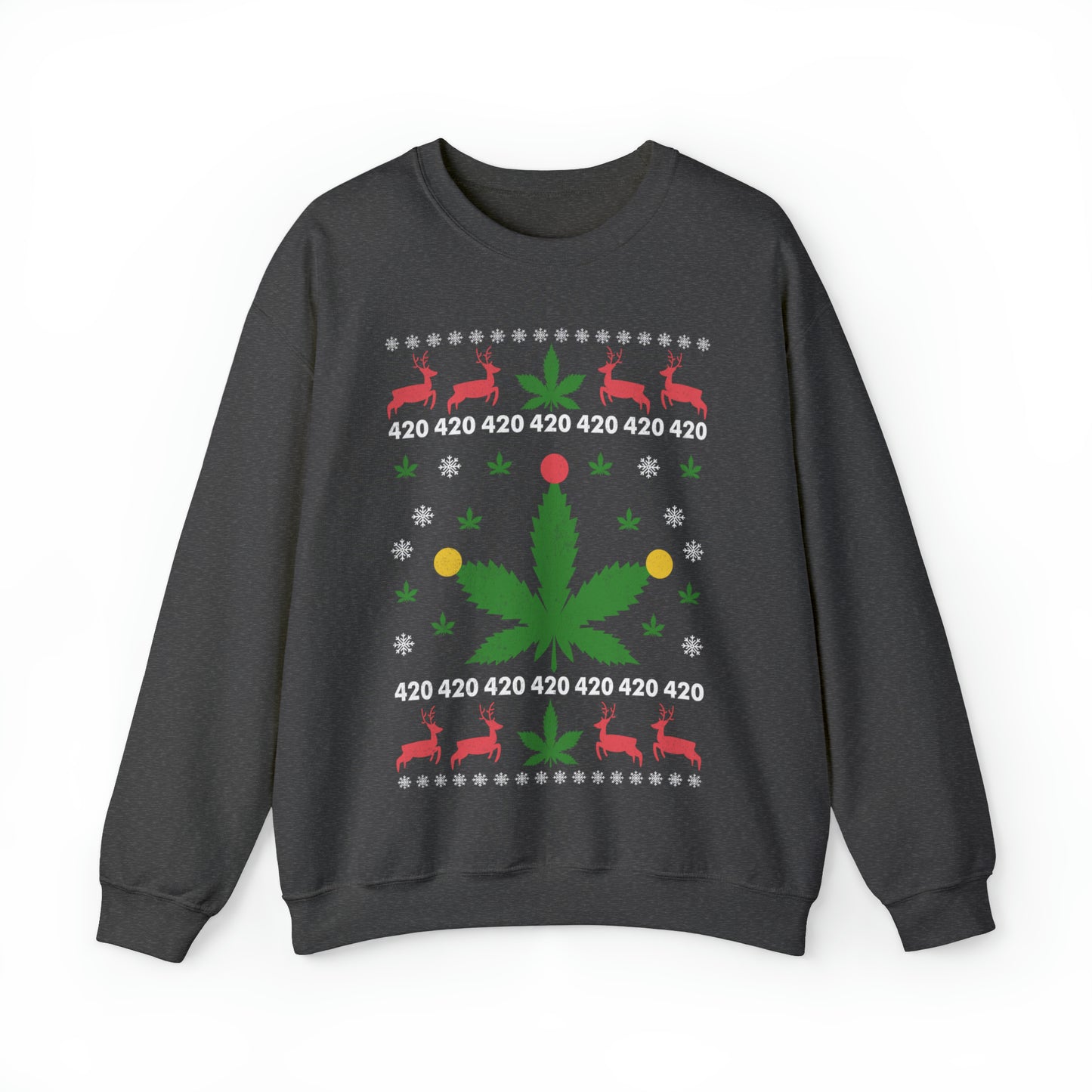 Cannabis Leaf with Lights Christmas Ugly Sweater Sweatshirt