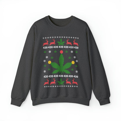Cannabis Leaf with Lights Christmas Ugly Sweater Sweatshirt