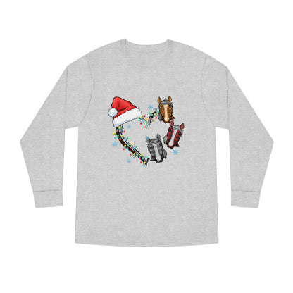 Horse Heart Wreath Christmas Long Sleeve Tee