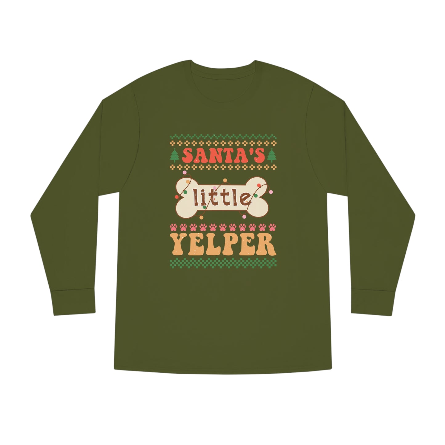 Santa's Little Yelper Christmas Ugly Sweater Long Sleeve Tee