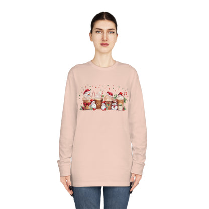 Snowmen Coffee Latte Christmas Long Sleeve T-shirt