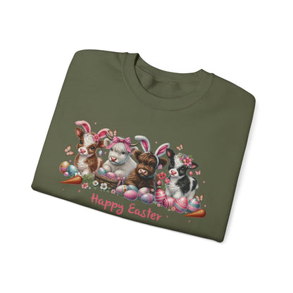 Easter Highland Cows with Bunny Ears Sweatshirt