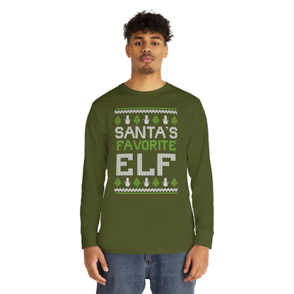 Santa's Favorite Elf Ugly Christmas Sweater Long Sleeve T-shirt