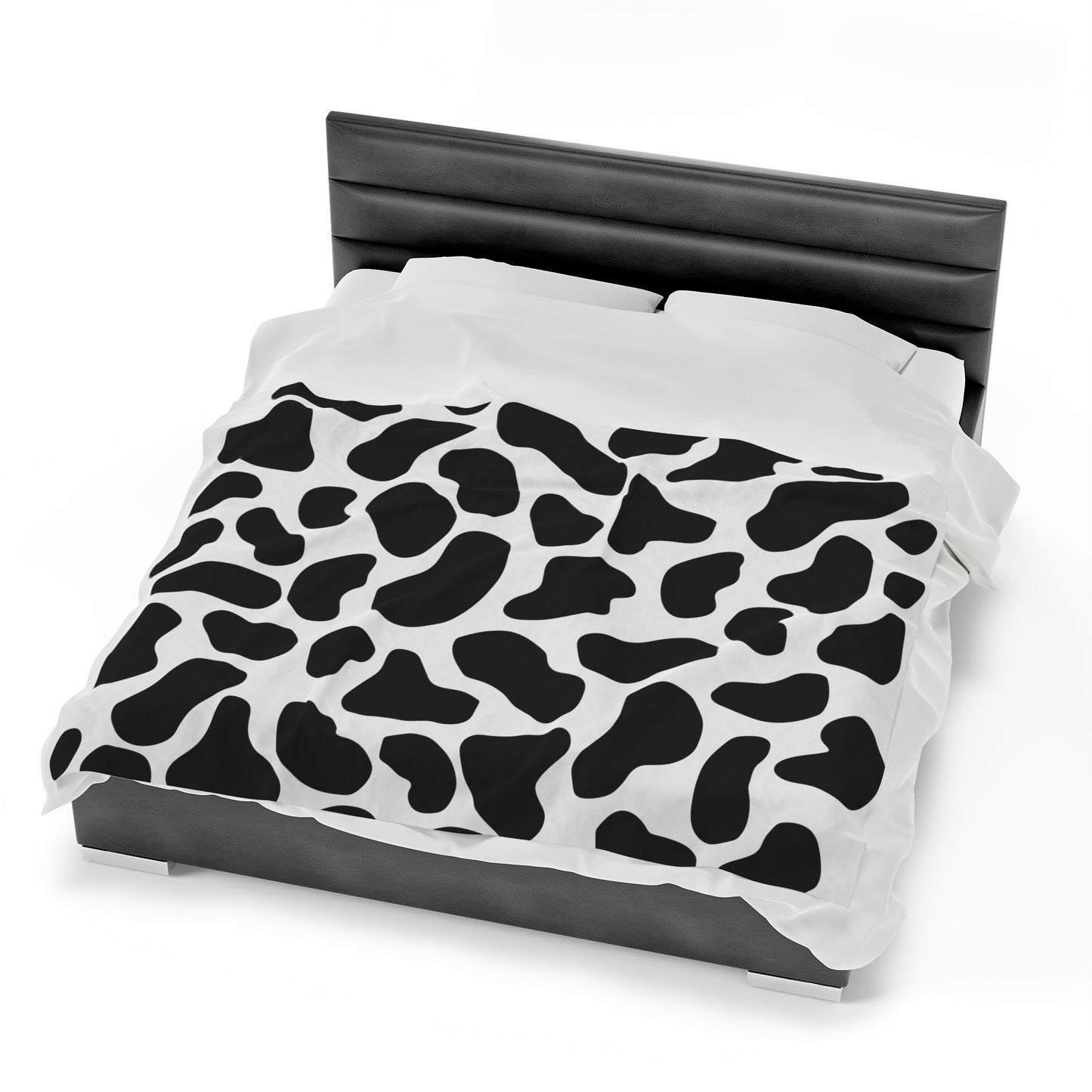 Black White Cow Print Plush Blanket