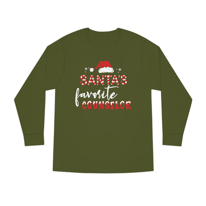 Santa's Favorite Counselor Christmas Long Sleeve Tee