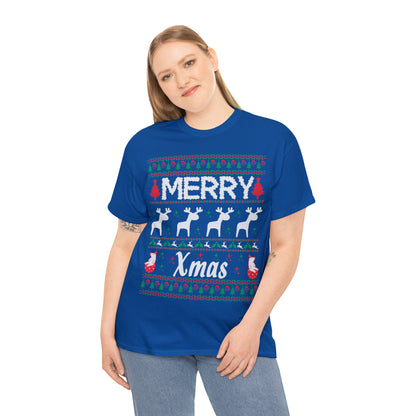 Merry Xmas Raindeers Christmas Ugly Sweater Short Sleeve Tee