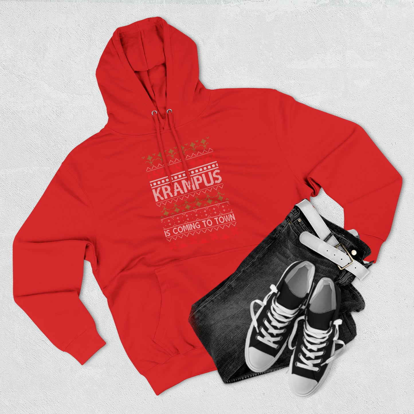 Krampus is Coming to Town Christmas Ugly Sweater Pullover Hoodie