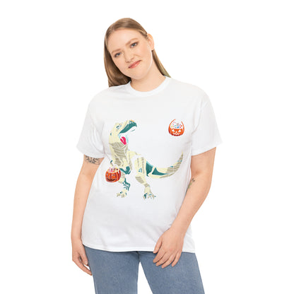 Skeleton Riding Mummy Dinosaur Halloween Short Sleeve Tee