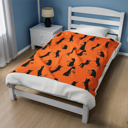 Black Cats on Orange Blanket