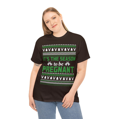 It's the Season To Be Pregnant Christmas Ugly Sweater Short Sleeve Tee