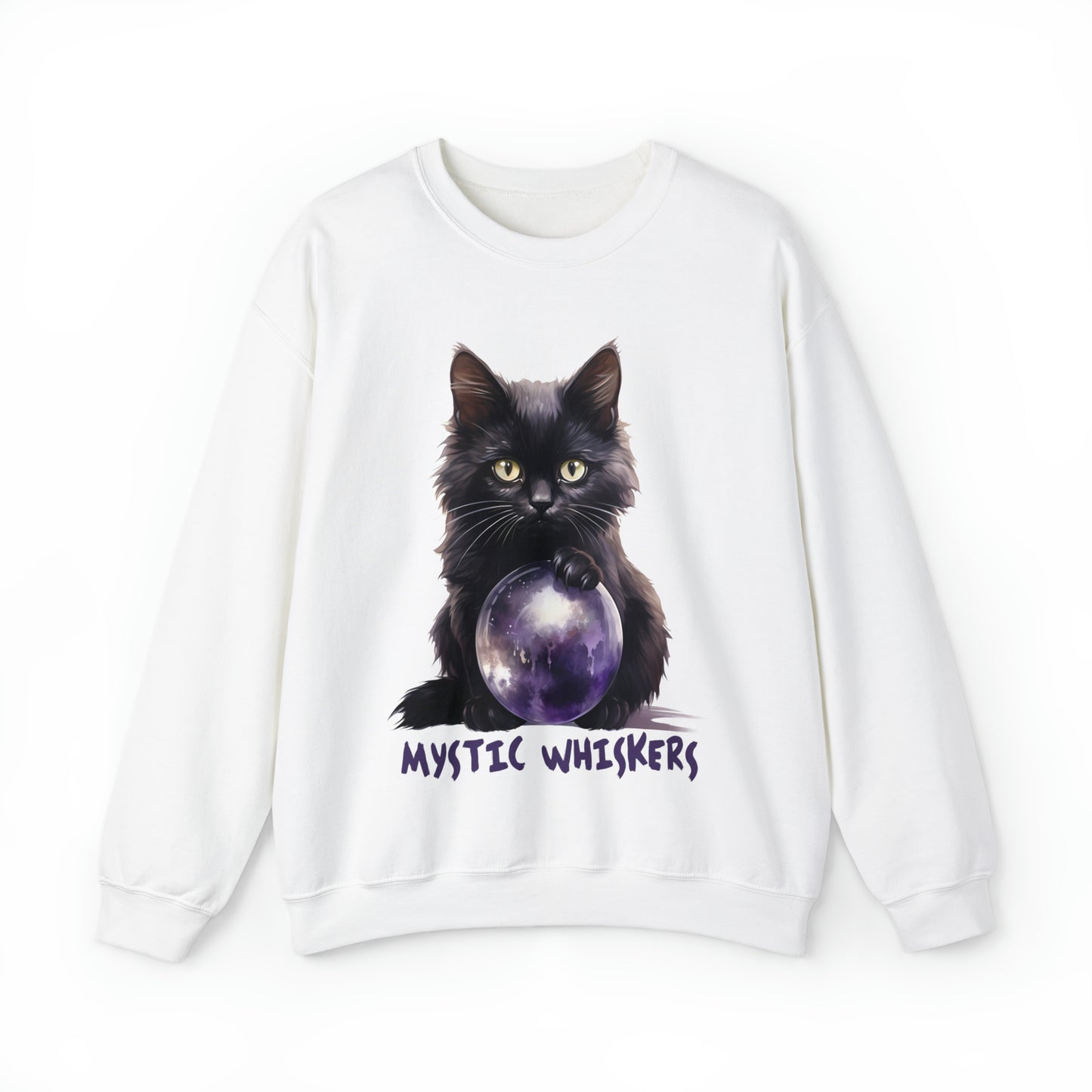 Mystic Whiskers Black Cat Halloween Sweatshirt