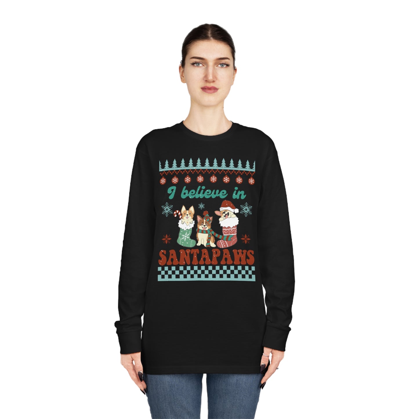 I Believe in Santa Paws Dog Ugly Christmas Sweater Long Sleeve T-shirt