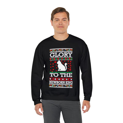 Glory to the Newborn King Cat Christmas Ugly Sweater Sweatshirt