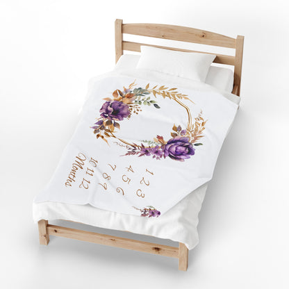 Purple Floral Milestone Blanket