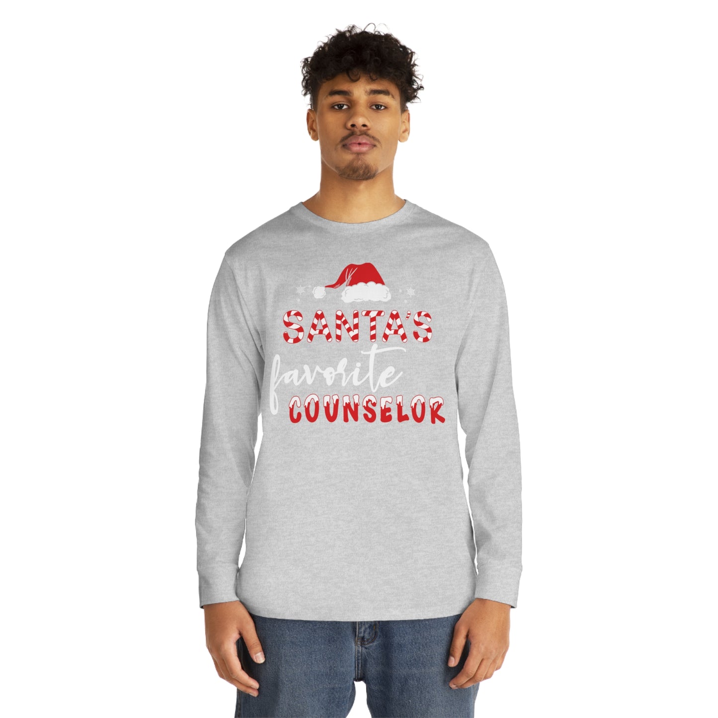 Santa's Favorite Counselor Christmas Long Sleeve Tee