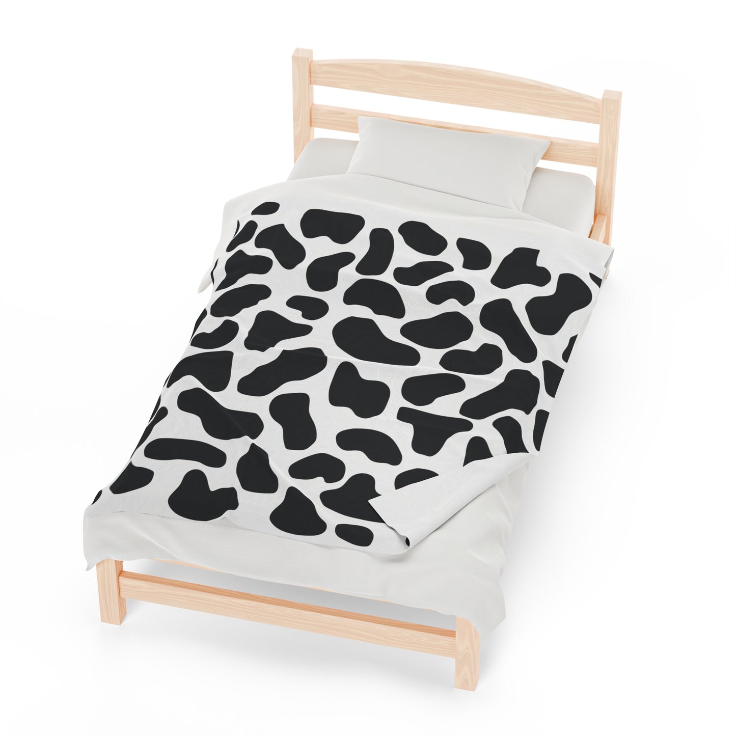 Black White Cow Print Plush Blanket