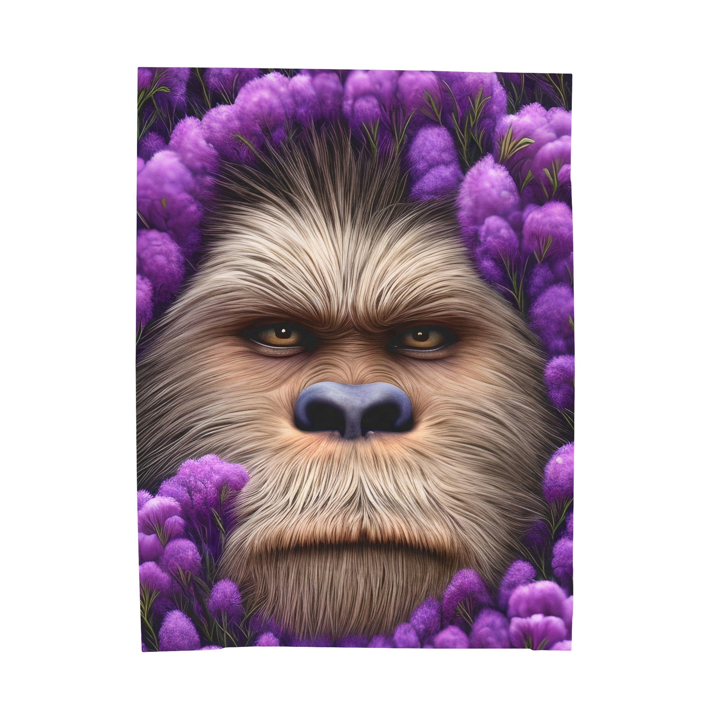 Sasquatch Bigfoot Face in Flowers Blanket