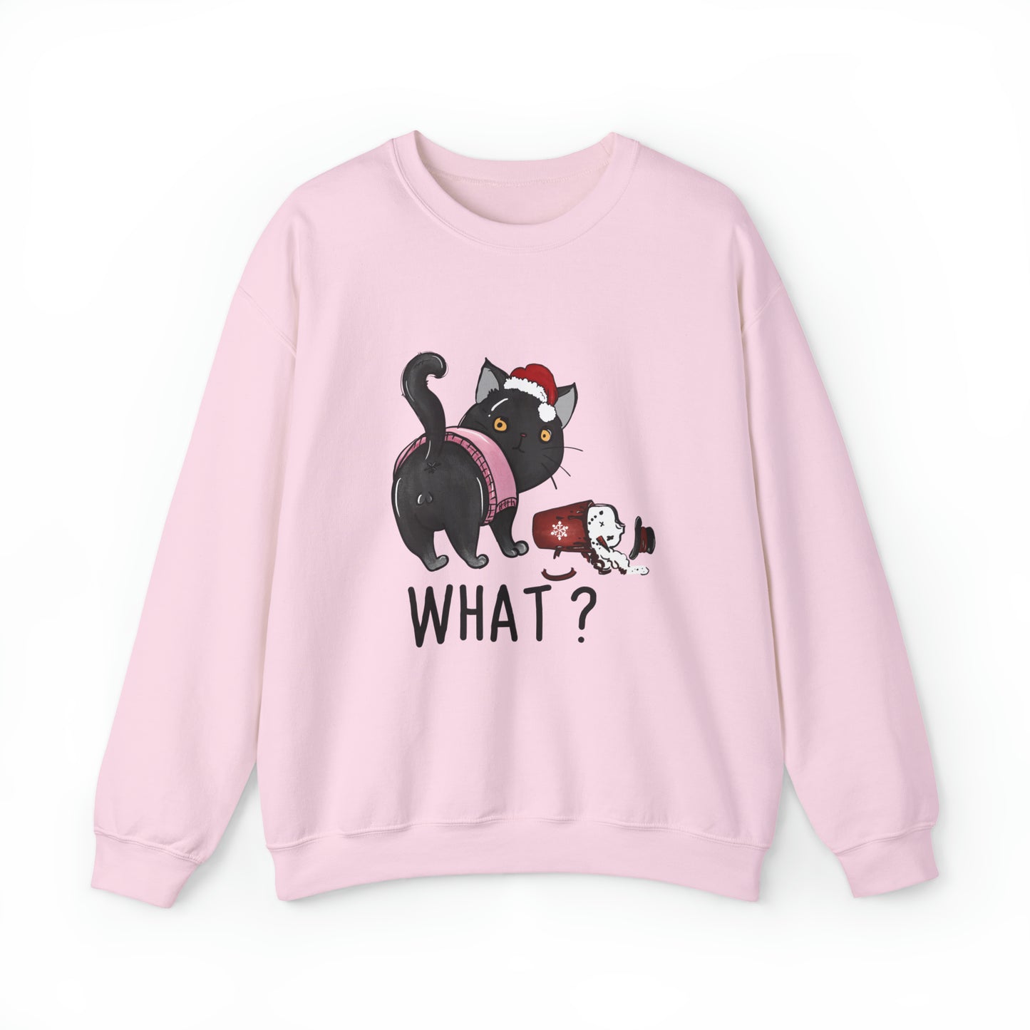 What? Cat Knocking Over Coffee Christmas Sweatshirt