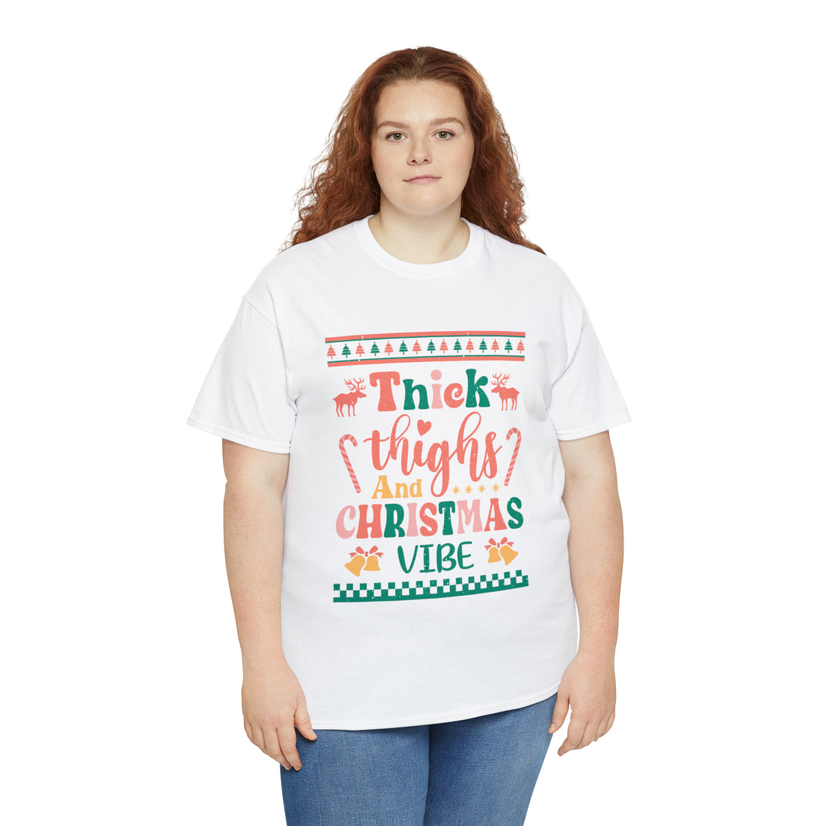 Thick Thighs And Christmas Vibe Ugly Sweater Short Sleeve Tee