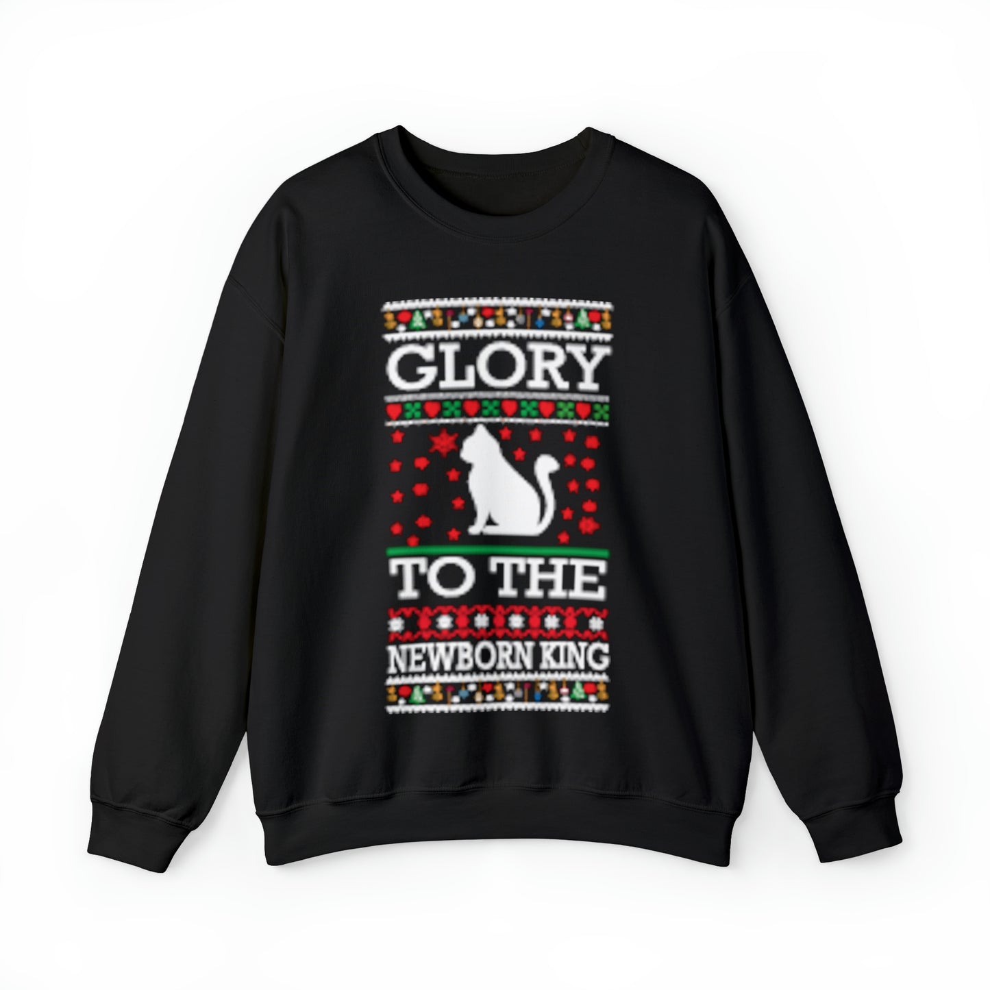 Glory to the Newborn King Cat Christmas Ugly Sweater Sweatshirt