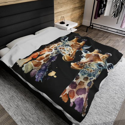 Watercolor Giraffes Blanket