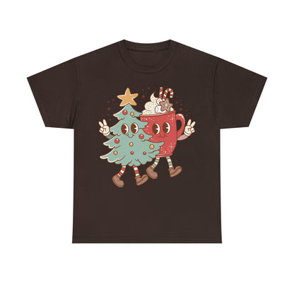 Retro Christmas Tree and Hot Cocoa Christmas Short Sleeve Tee