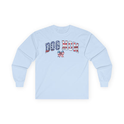 Dog Mom Flag Bow Long Sleeve T-Shirt