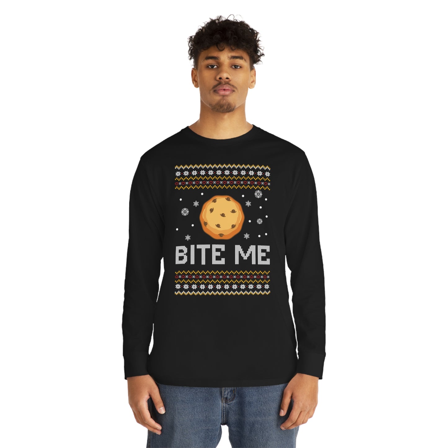 Cookie Bite Me Christmas Ugly Sweater Long Sleeve T-shirt