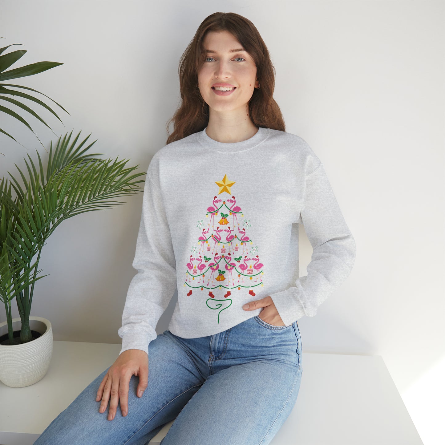 Flamingo Christmas Tree Christmas Sweatshirt