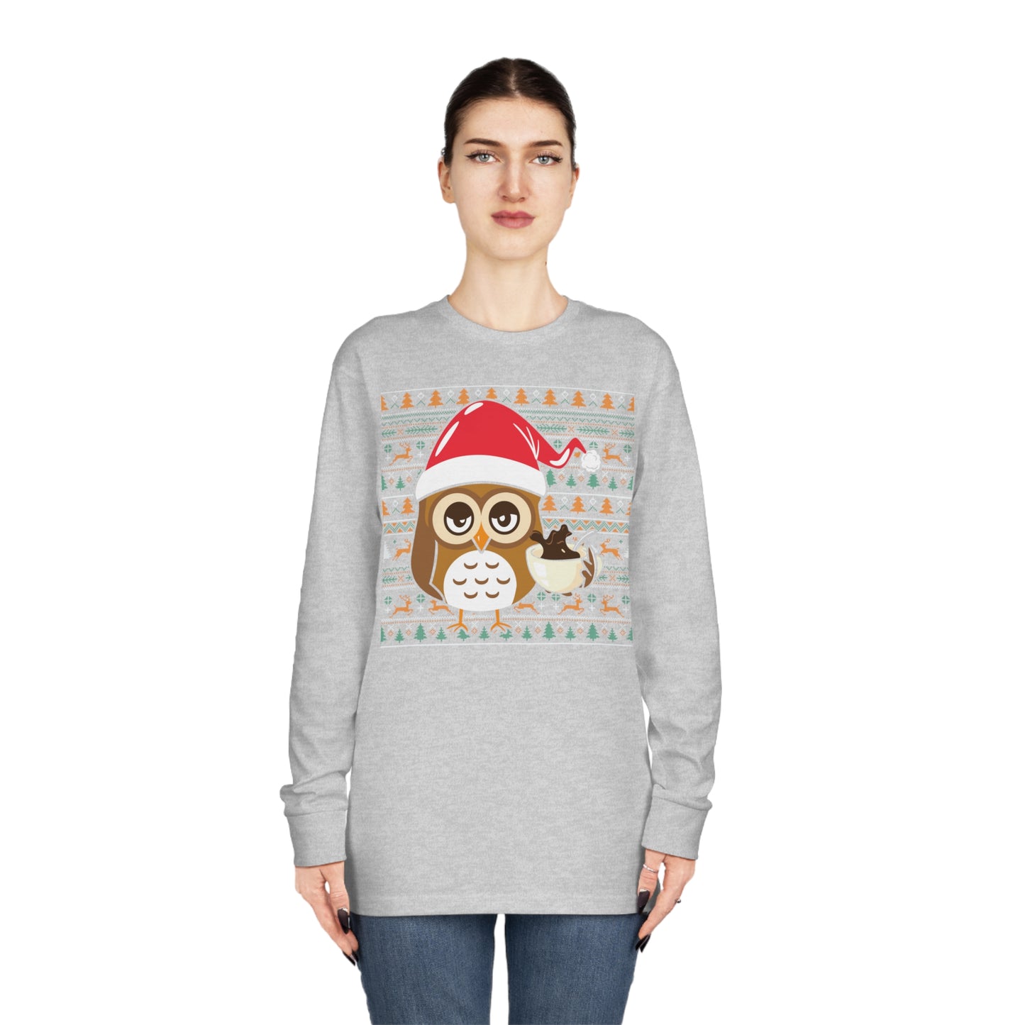 Owl in Santa Hat Ugly Christmas Sweater Long Sleeve T-shirt