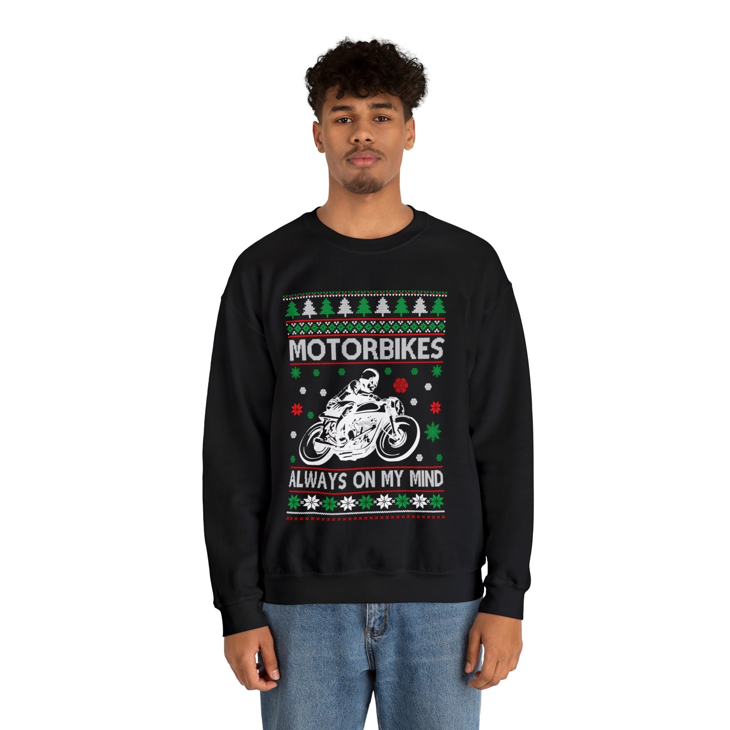 Motorbikes Always on My Mind Christmas Ugly Sweater Sweatshirt