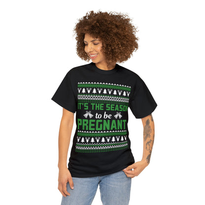 It's the Season To Be Pregnant Christmas Ugly Sweater Short Sleeve Tee