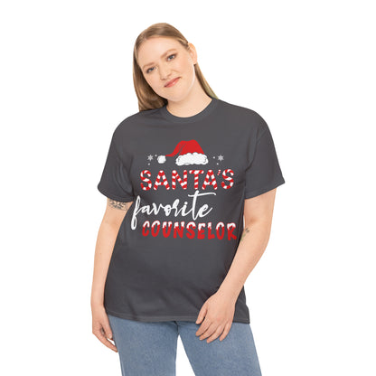 Santa's Favorite Counselor Christmas Short Sleeve Tee