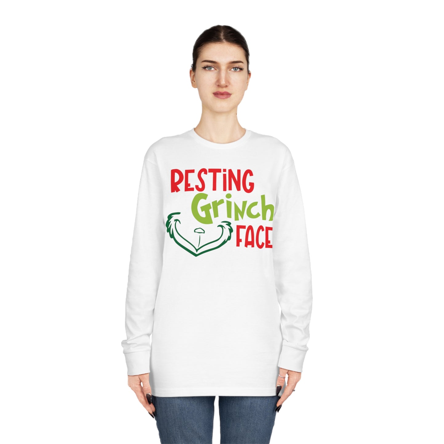 Resting Grinch Face Christmas Long Sleeve T-Shirt