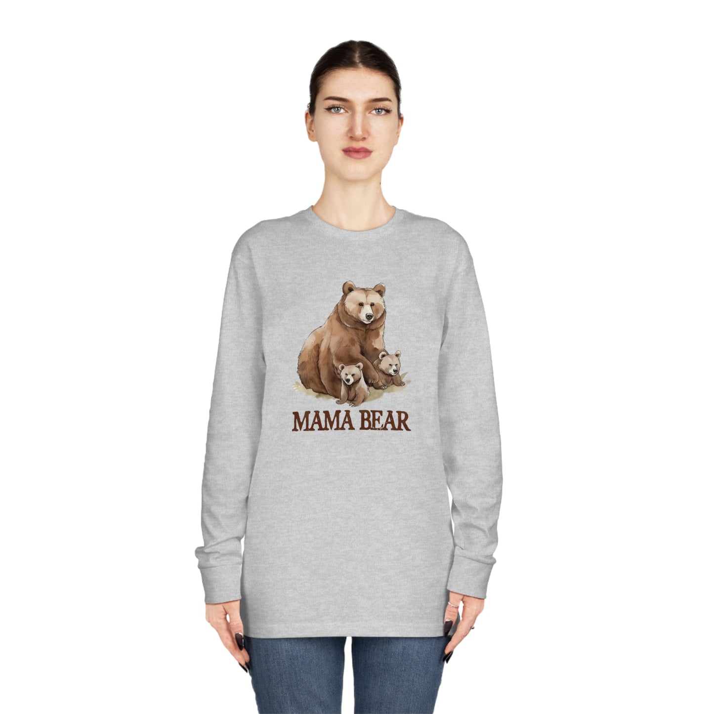 Mama Bear Grizzly Bear with Cubs Long Sleeve T-shirt