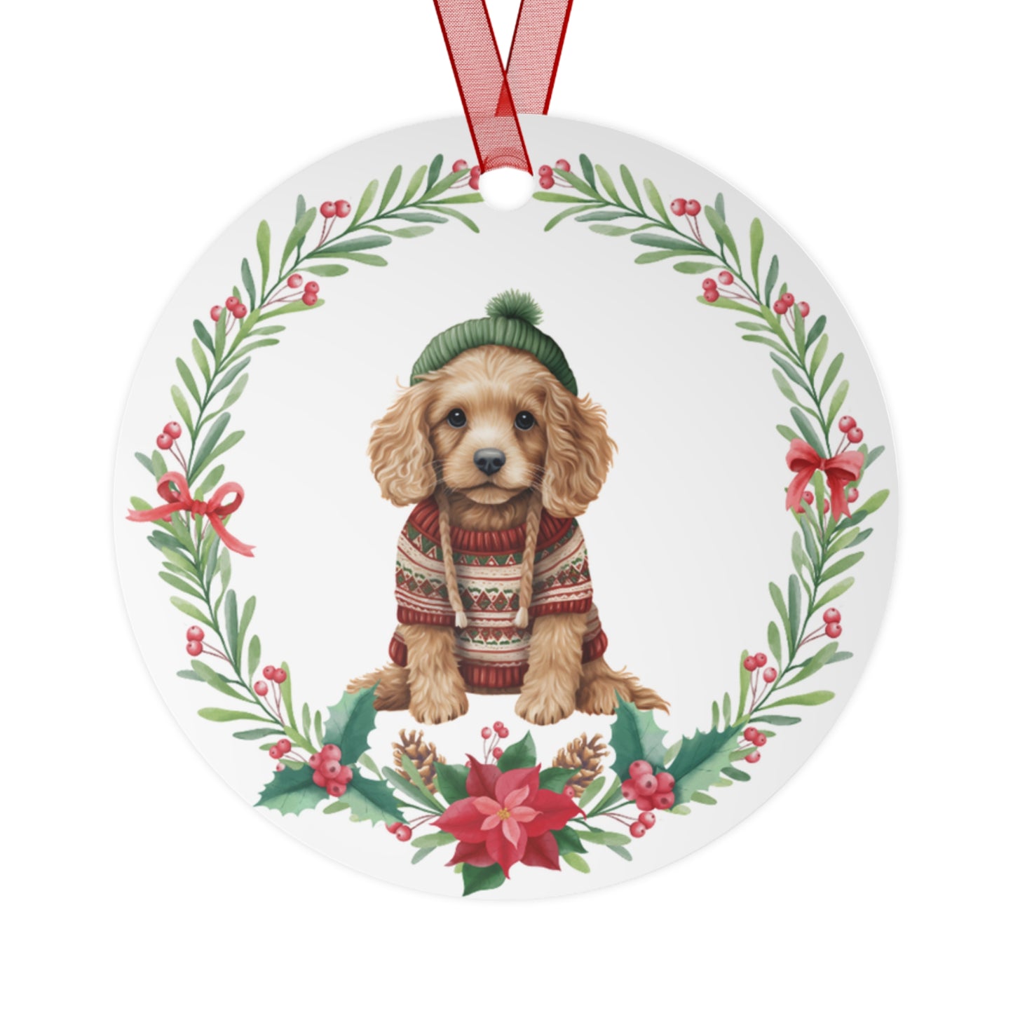 Cocker Spaniel Dog in Sweater Ornament Design 2