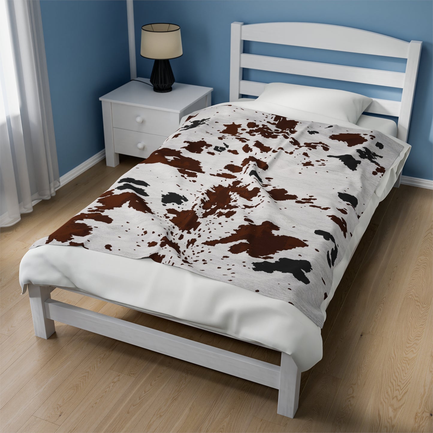 Black Brown Cow Print Plush Blanket