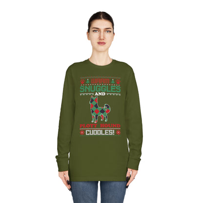 Warm Snuggles and Plott Hound Cuddles Ugly Sweater Long Sleeve Tee