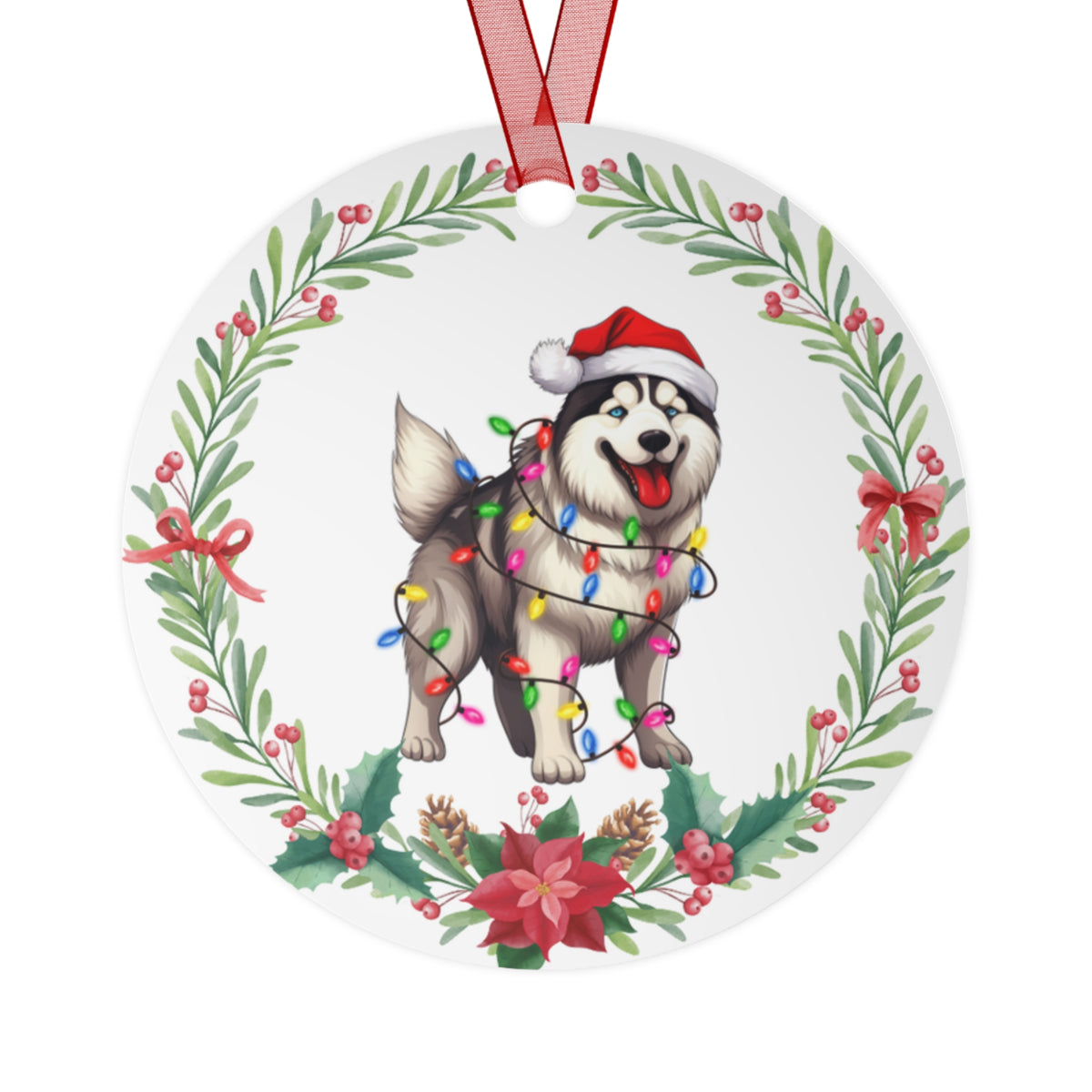 Siberian Husky Dog in Lights Ornament