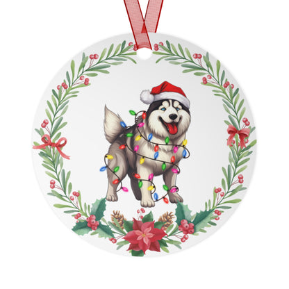 Siberian Husky Dog in Lights Ornament