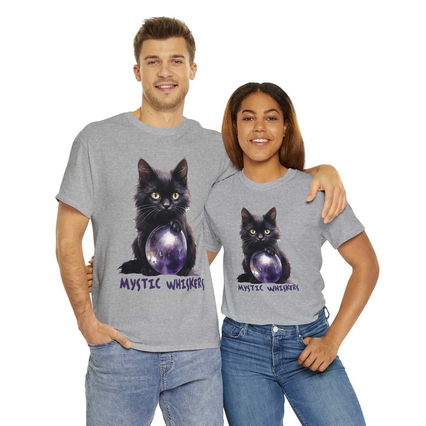 Mystic Whiskers Black Cat Halloween Short Sleeve Tee