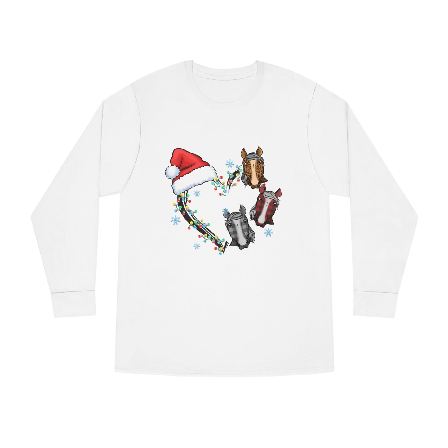 Horse Heart Wreath Christmas Long Sleeve Tee