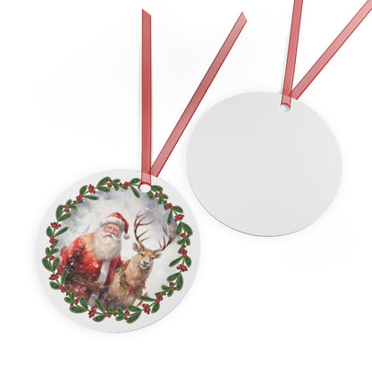 Santa with Reindeer Christmas Ornament