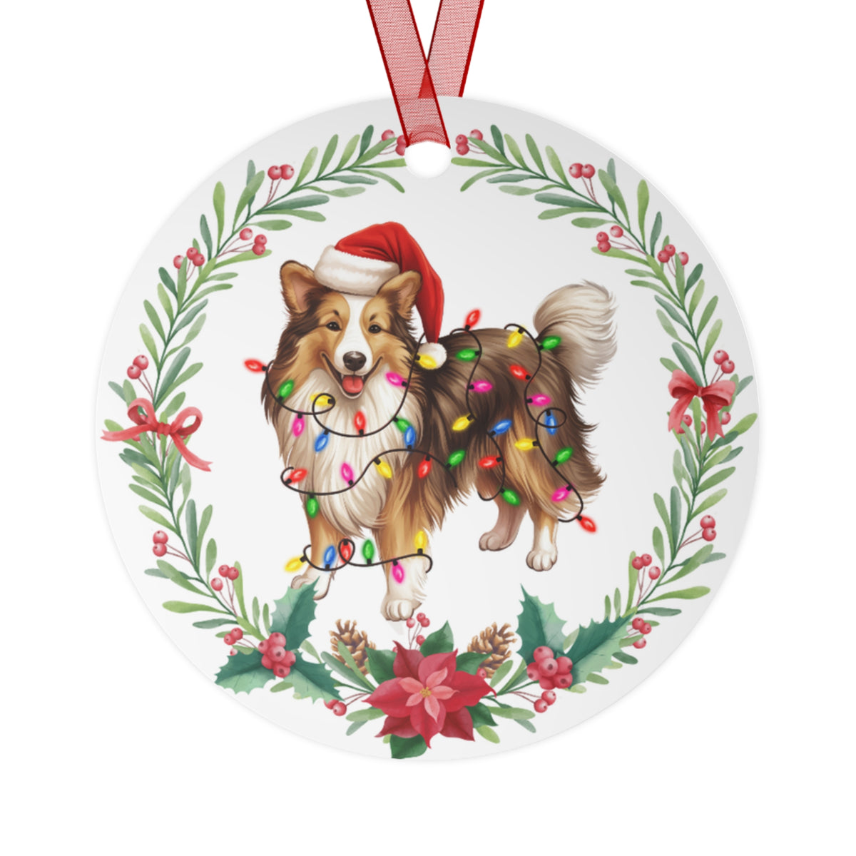 Shetland Sheepdog Dog in Lights Ornament