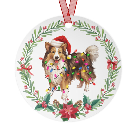 Shetland Sheepdog Dog in Lights Ornament